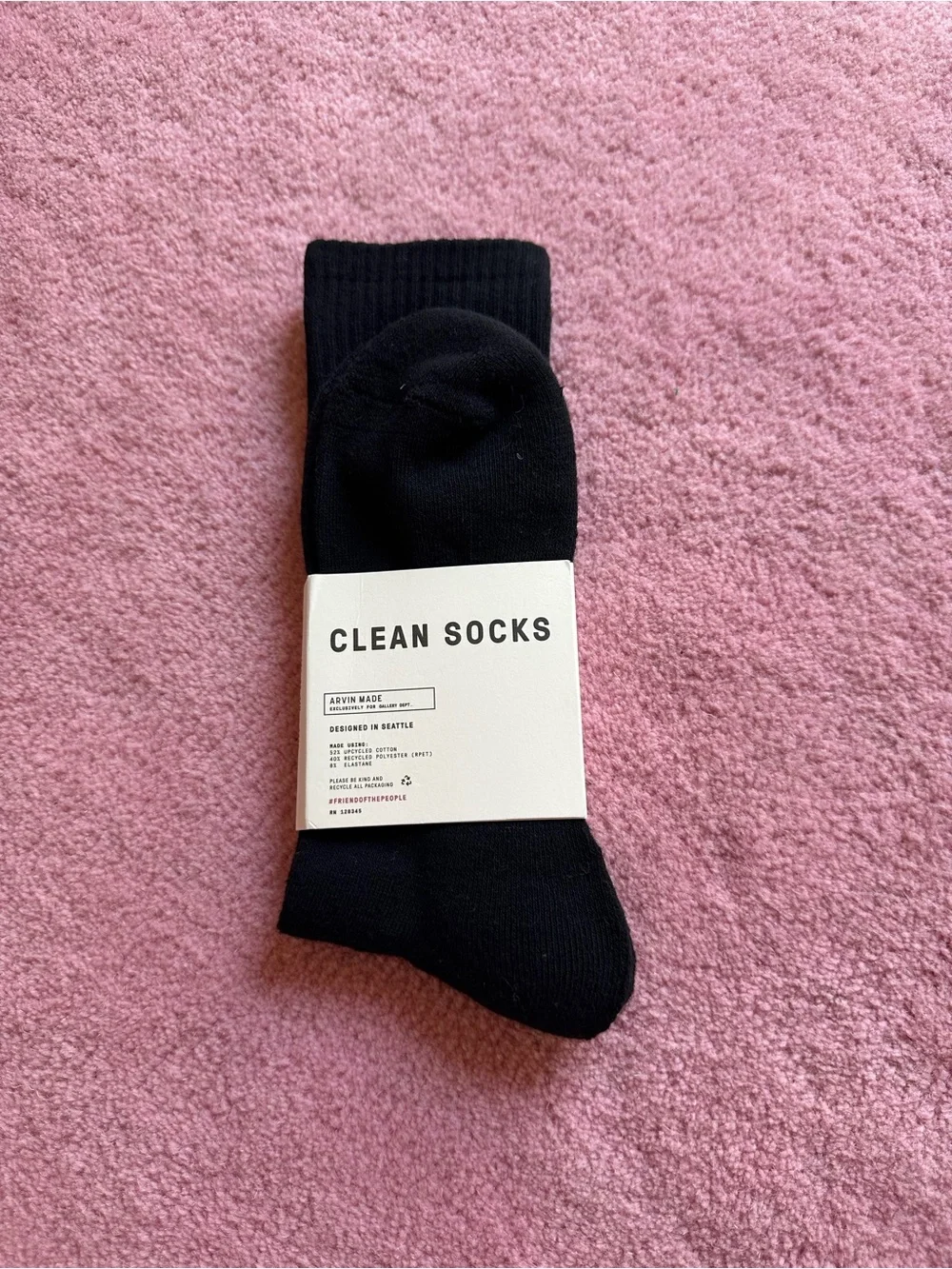 Gallery Dept Black Crew Socks with White Logo